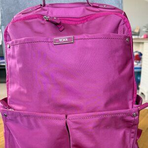 Tumi Pink Backpack with Water-Resistant Finish